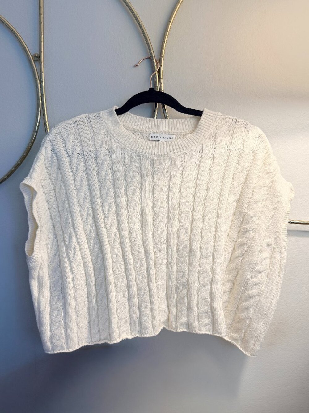 Miou Muse Cable Knit Sweater Vest White Size M NWOT